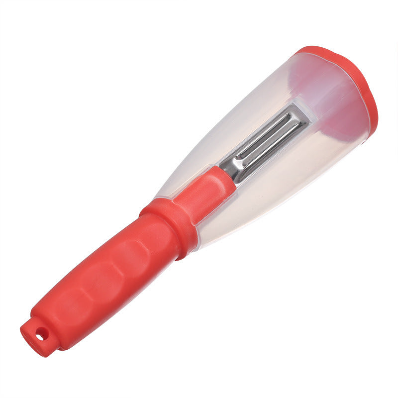 Peeler With Handle Roll Skin Tube Storage Box  Apple Carrot Cucumber Stainless Steel Multi-Function Storage Type Peeling Knife