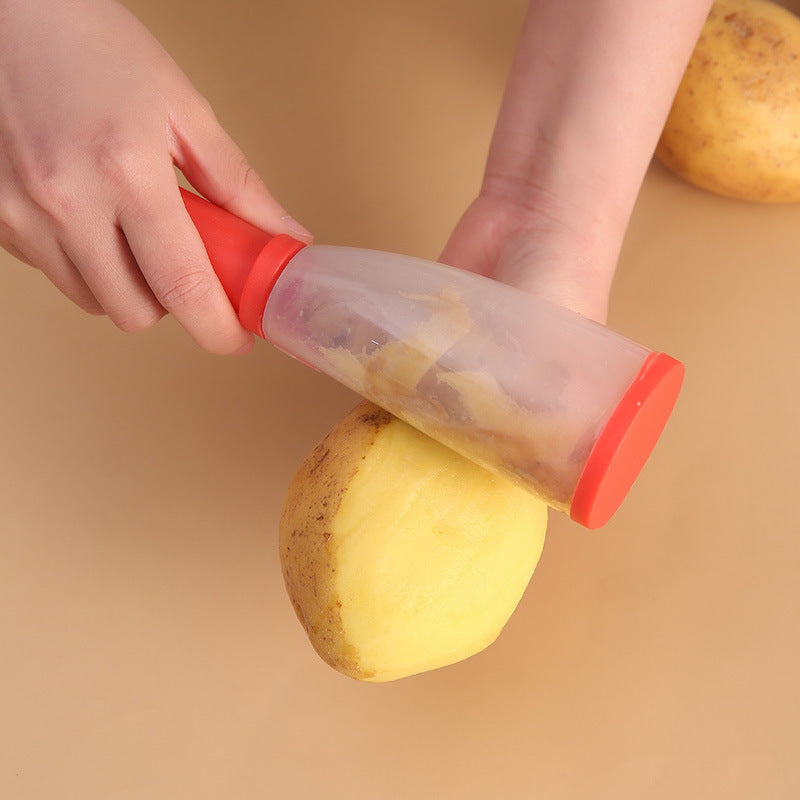 Peeler With Handle Roll Skin Tube Storage Box  Apple Carrot Cucumber Stainless Steel Multi-Function Storage Type Peeling Knife